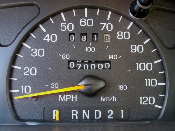 A vehicle speedometer