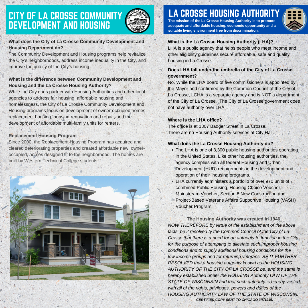 What's the Difference City of La Crosse COMMUNITy development and housing the La Crosse Housing Authority