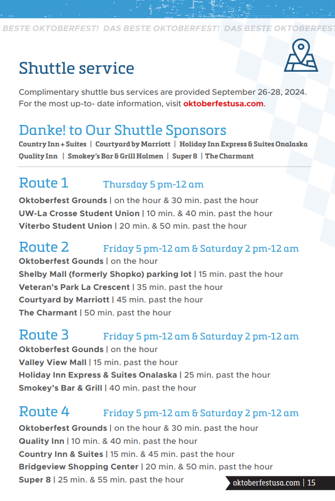 2024 Oktoberfest Shuttle Routes